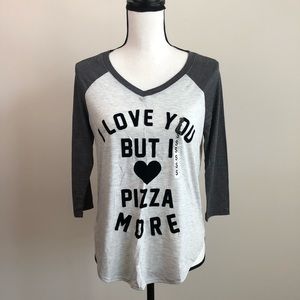 PIZZA RAGLAN LONG SLEEVE TEE SHIRT